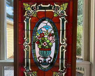 Stained Glass Floral Urn Window Panel