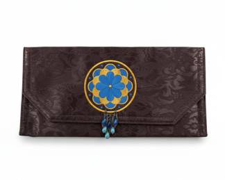 Embroidered Evening Clutch with Beaded Tassel
