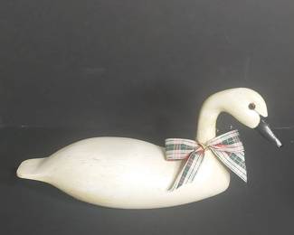 Decorative Hand-Carved Wooden Swan Decoy