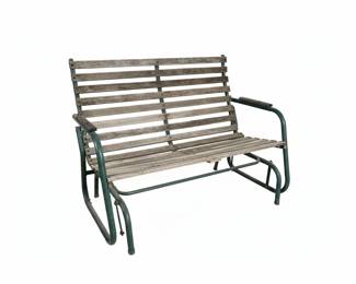 Vintage Wood and Metal Slat Porch Glider