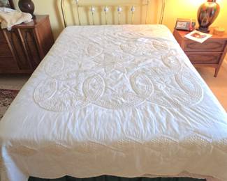 Vintage Brass and Porcelain Floral Headboard