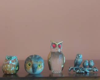 Collection of Four Vintage Owl Figurines