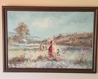 Marie Charlot Impressionist-Style Figures in Landscape Painting