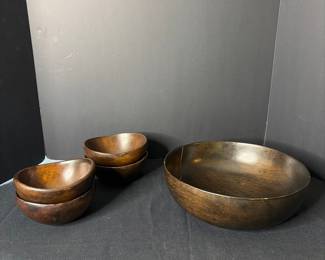 Vintage Wood Bowls - Set of 5