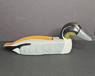 Vintage Hand-Painted Wooden Duck Decoy Planter