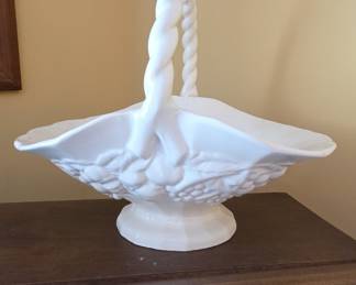 Indiana Glass Company Garland Pattern Milk Glass Fruit Basket