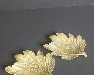 Virginia Metalcrafters Brass Oak Leaf Dishes - Chrysler Commission