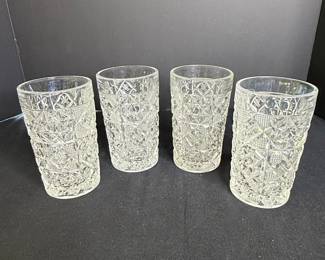 Vintage L E Smith Diamond Cut Tumblers