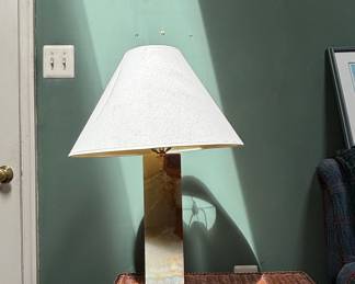 Mid-Century Modern Travertine Column Table Lamp