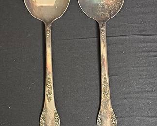 King Edward Silverplate Salad Serving Set - Floral Pattern