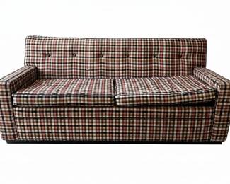 Mid-Century Modern Plaid Sleeper Sofa