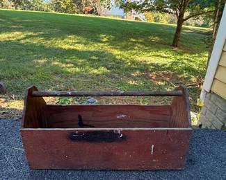 Vintage Wooden Tool Caddy with Paint Splatters