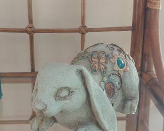 Decorative Resin Rabbit Figurine with Faux Gemstones
