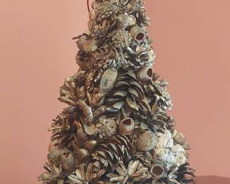 Vintage Gold-Painted Natural Botanical Christmas Tree Decoration