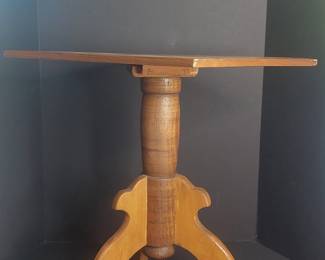 Vintage Inlaid Wood Tilt-Top Chess Table