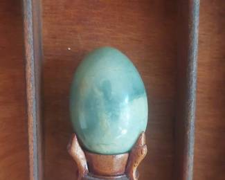 Green Aventurine Egg on Carved Wood Stand