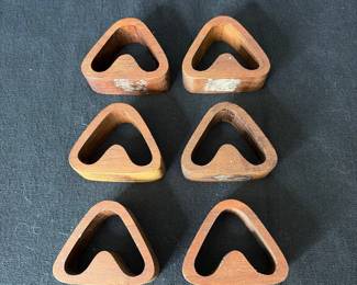Mid-Century Teak Triangle Napkin Rings