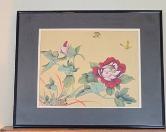 Chinese Peony and Butterfly Silk Painting
