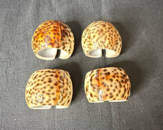 Vintage Tiger Cowrie Shell Napkin Rings - Set of 4