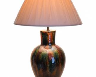 Mid-Century Drip Glaze Ceramic Table Lamp