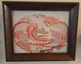 Vintage Chinese Paper Cutout Dragon Art