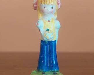 1975 Schmid Panda Prints Rosalind Welcher Ceramic Girl Figurine
