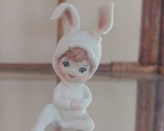 June Stein 1980 Ceramic Bunny Child Figurine