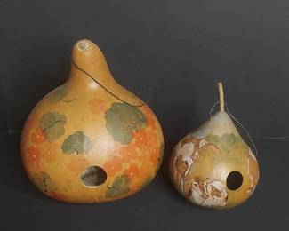 Hand-Painted Decorative Gourd Birdhouses