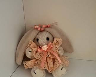 Vintage Style Plush Rabbit with Lace Dress