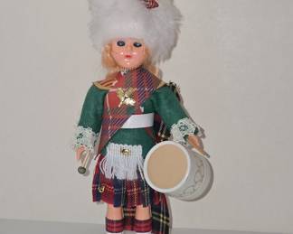 Vintage Scottish Drummer Doll with Bagpipes