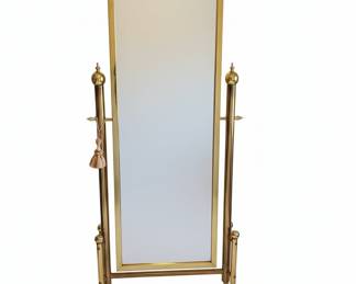 Vintage Brass-Tone Cheval Mirror