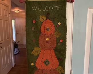 Handmade Felt Pumpkin Welcome Wall Hanging