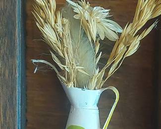 Vintage Enamelware Pitcher with Floral Motif