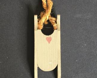 Vintage Ladie and Friends Inc. 1984 Wooden Sled Ornament with Heart