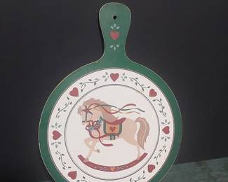 Vintage Rocking Horse Christmas Tin Serving Tray