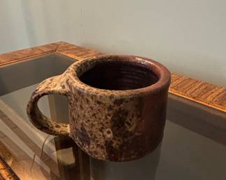 Studio Pottery Stoneware Mug Signed VAL