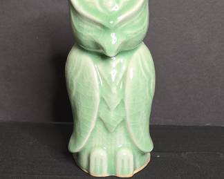 Mid-Century Celadon Glazed Ceramic Owl Figurine - Thailand