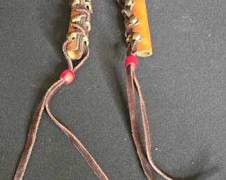 Leather Ponytail Holders with Beaded Laces