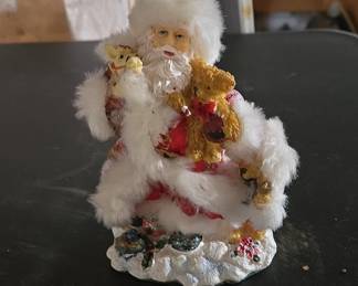 K's Collection Santa Claus Figurine with Teddy Bear