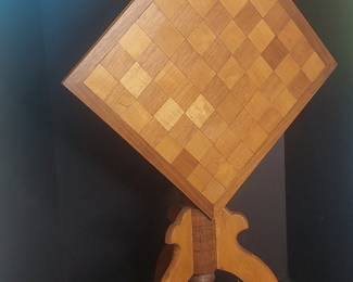 Vintage Inlaid Wood Tilt-Top Chess Table