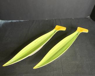 Mid-Century Modern Leaf-Shaped Ceramic Serving Dishes
