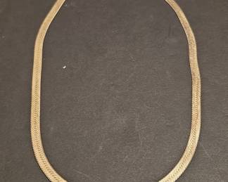Italian Gold Vermeil Sterling Silver Herringbone Chain Necklace