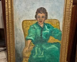 Mid-Century Portrait of a Woman in Green