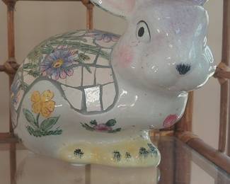 Mosaic Floral Ceramic Rabbit Figurine