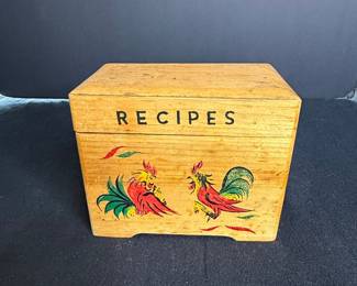 Vintage Japanese Wooden Rooster Recipe Box