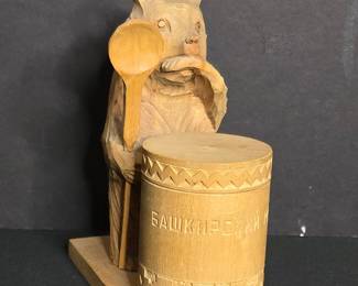 Soviet Bashkir Honey Bear Wood Carving - Agidel Factory, Ufa, 1971