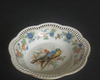 Schumann Arzberg Bavaria Pierced Porcelain Bowl with Birds