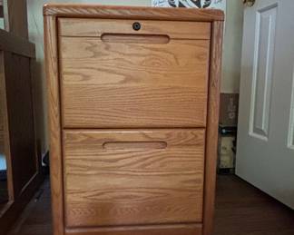 Mid-Century Modern Style Oak Two-Drawer Filing Cabinet