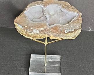 Quartz Geode Specimen on Display Stand