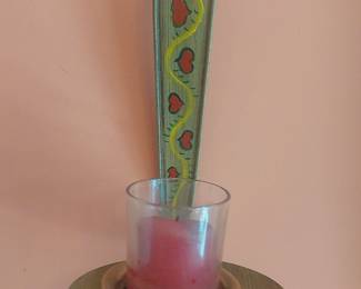 Vintage Hand-Painted Metal Wall Sconce